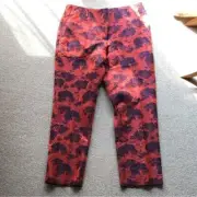 DRIES VAN NOTEN Silk Oriental Pattern Women's Casual Pants Size 40 Orange NEW