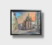 Oil painting Boim chapel in Lviv Ukrainian painter Canvas Framed original