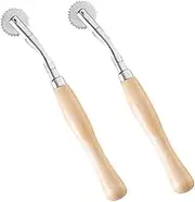 VILLFUL 2pcs Tailor Sewing Tools Wooden Handle Steel Toothed Cloth Wheel for Cross-Stitch Scanning Line Wheel
