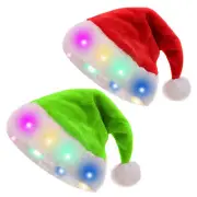 Christmas Light Up Hat Santa Claus Plush Cap Xmas Hat Gift For Adult Kid