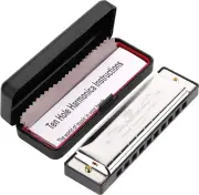 Harmonica Key of C 10 Hole 20 Tone Diatonic Harmonica C with Case for Beginner,S