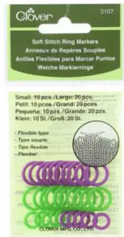 Clover Soft Stitch Ring Markers 30ct for Knitting and Crochet
