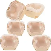 Vaguelly 1 Set Wooden Loaf Cake Pan Paper Baking Pans with Wooden Box for Muffins Cupcakes and Bread Baking
