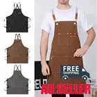 Men Women Thick Canvas Denim Bib Apron Kitchen Cooking Workshop Work Apron VP