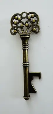 Brass Filligree Key Skeleton Key Double Side Unique Key Wall Art Metal Cross Key