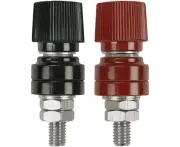 5/16" Copper Battery Terminal Stud Connector, Ampper M8 Remote Battery Binding Post Junction Post Block Terminal Kit, Pack of 2 (Red and Black)