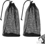 2Pack Golf Ball Bag Nylon Drawstring Mesh Pouch Golf Ball Storage Bag for 48-56 Golf Balls Gym Bag Golf Accessory Outdoor Sports Supplies (Black)