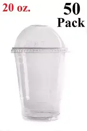 [ 50 Pack ] Cups, Iced Coffee Go Cups and Dome Lids 20 oz.