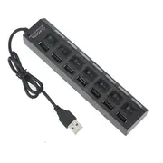 7 Ports USB Hub LED USB 2.0 Adapter Hub Power Multi Usb Splitter with on/off Switch or EU / US Power Adapter For PC Laptop