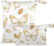 Amooorous Golden Butterfly Leaf reusable wet clothes bag 2 Pack diaper bag essential items with handles for beach, pool