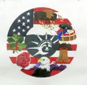 Melissa Prince Patriotic Americana Wreath Handpainted Needlepoint Canvas