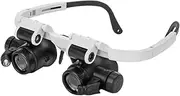 EXAOMBLE 1Pc Binocular Magnifier with LED Light Head Mounted Repair Tool for Watch Jewelry and Hobby Work Durable and Lens