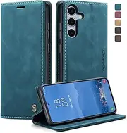 KZB Mobile Phone Case for Samsung Galaxy S25 5G Case Premium Leather Folding Case Flip Case Magnetic Card Slot Stand Function Flip Case Protective Cover for Samsung Galaxy S25 - Teal Green