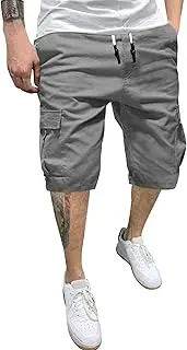 [Vnihaq] Men's Cargo Shorts 2024 Summer Casual Elastic Waist Bermuda Shorts Lightweight Outdoor Hiking Work Shorts with Pockets