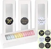 28 Pack Macaron Boxes with Clear Window Small Macaron Pastry Bakery Packaging Container for 6 Bakery Cocoa Truffle Dessert Wedding Gift