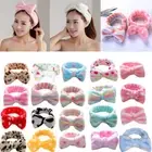 Ladies Coral Fleece Elastic Headband Soft Bow Hair Bands Women Wash Face Makeup/