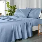 Royal Hotel Bedding Solid Blue 600-Thread-Count 4pc Queen Bed Sheet Set 100% ...