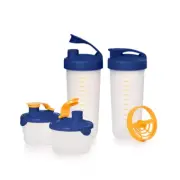 Tupperware Quick Shake Powder Supplement Set Dark Blue New