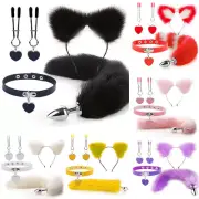 4Pcs Set Fox Butt Tail Collar Soft Cat Ears Headbands Cosplay Female Cute Heart