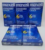 Maxell T-120 6 Hour Standard Grade VHS Video Cassette Tape 5 Pack NEW