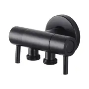 Black Dual Control Double Switch Cistern Cock Toilet Bidet Bath Valve Dual Outle