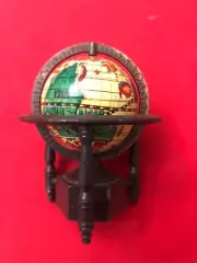 Vintage Metal Earth World Globe Pencil Sharpener 3" Tall