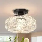 11" Large Semi Flush Mount Ceiling Light,Black Globe Glass Ceiling Light Fixt...