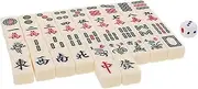 HAWILLOSCH Portable Mahjong Set Compact Lightweight Travel Game for 2- Mini Travel Essentials Miniature Mahjong Chinese Majiang