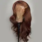 Chocolate Brown 13x4 Lace Frontal Wig 20Inch Lace Front Body Wave Human Hair Wig