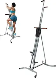 Vertical Climber, Foldable Stair Stepper Fitness Equipment, 135-203cm Height Adjustable Up to 150kg, 2-in-1 Home Stair Stepper with LCD Display, Home Training, Gym Fitness