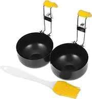GARVALON 2pcs Stainless Steel Egg Moulds for Muffins Poached Eggs Non-Stick Portable Kitchen Tool