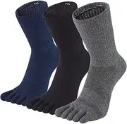 [Fasot] Men's Toe Socks 5 Finger Cotton Mesh Wicking/Striped (Crew,Low Cut 4/5 Pack)