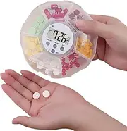Medication Dispenser - Pill Dispenser, 13cm Automatic Medication Dispenser - 7-day reminder system with LED & timer function, ideal for seniors, travel, nursing & home