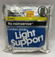 VTG No Nonsense Light Support 110 Tan Control Top Sandalfoot Sz Queen Pantyhose