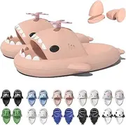 Jfxgjuv Ice Cream Shark Slides, Shark Slides with 3D Funny Fins, Unisex Cloudy Shark Slippers, Eva Open Toe Shower Pool Beach Slippers Sandals Shoes