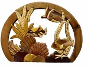 TWO FISH AND SEA TURTLE WALL DECORATION, 100% NATURAL WOOD, UNIQUE GIFT