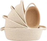 [Synpinya] 5Pcs Cotton Rope Woven Storage Baskets, Living Room Shelf Baskets with Handles, Storage Organiser for Towel, Toy, Blanket, Snack, Baby Diapers, Bathroom Accessories