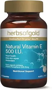 Herbs of Gold Natural Vitamin E 500IU 100 Capsules, 100 count