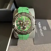 TAG Heuer Formula 1 QUARTZ Chronograph GREEN 43 Mens Watch CAZ101AP RUBBER BAND