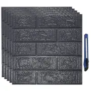 3D Wall Panels Peel and Stick, 30pcs Foam Brick Wallpapers (Black Tile)
