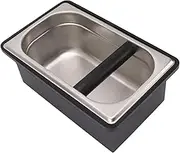 Coffee Knock Box, Stainless Steel Espresso Dump Bin Coffee Bin with Non Slip Rubber Base Built in Container for Ground for Home, Kitchen, Bedroom, Cafe, Bar (L)