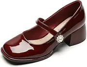 [DAGIN] Mary Jane Shoes Women Chunky Low Block Heels Closed Toe Dress Office Work Mary Janes Pumps