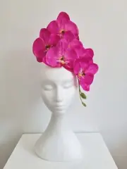 Miss Alexia womens headband orchid flower fascinator in Hot Pink