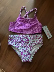 Cat & Jack Baby Girls Two Piece Bikini Swimsuit Size 12 Month NWT Purple & Teal