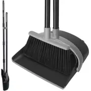 Broom and Dustpan Set,Dust Pan with Long Handle,52”Broom with Stand Up Dustpa...