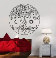 Vinyl Wall Decal Celtic Tree Of Life Symbol Fairies Sun Moon Stickers (1359ig)
