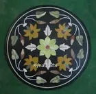 24 Inches Marble Coffee Table Top Semi Precious Stone Inlay Work Breakfast Table