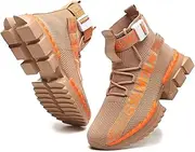 Jakcuz Men's Women's High Top Sneakers Breathable Gym Athletic Running Walking Tennis Boy Girl Comfortable Fashion Platform Shoes