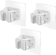 Mop and Broom Holder Wall Mount, Self Adhesive Broom Dustpan Hanger, Broom Mop Organization Rack Gripper for Laundry Room, Kitchen, Bathroom, Garden Garage, Office, Home Storage (3 PCS)