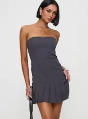 Twin Flame Strapless Mini Dress Slate Grey